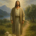 Representação simbólica de Jesus Cristo através elementos da natureza, refletindo sua mensagem de amor, fé e esperança para o mundo moderno.