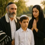 Imagem realista retratando o Judaísmo em sua diversidade, com elementos culturais e religiosos que expressem tradição, espiritualidade e identidade judaica